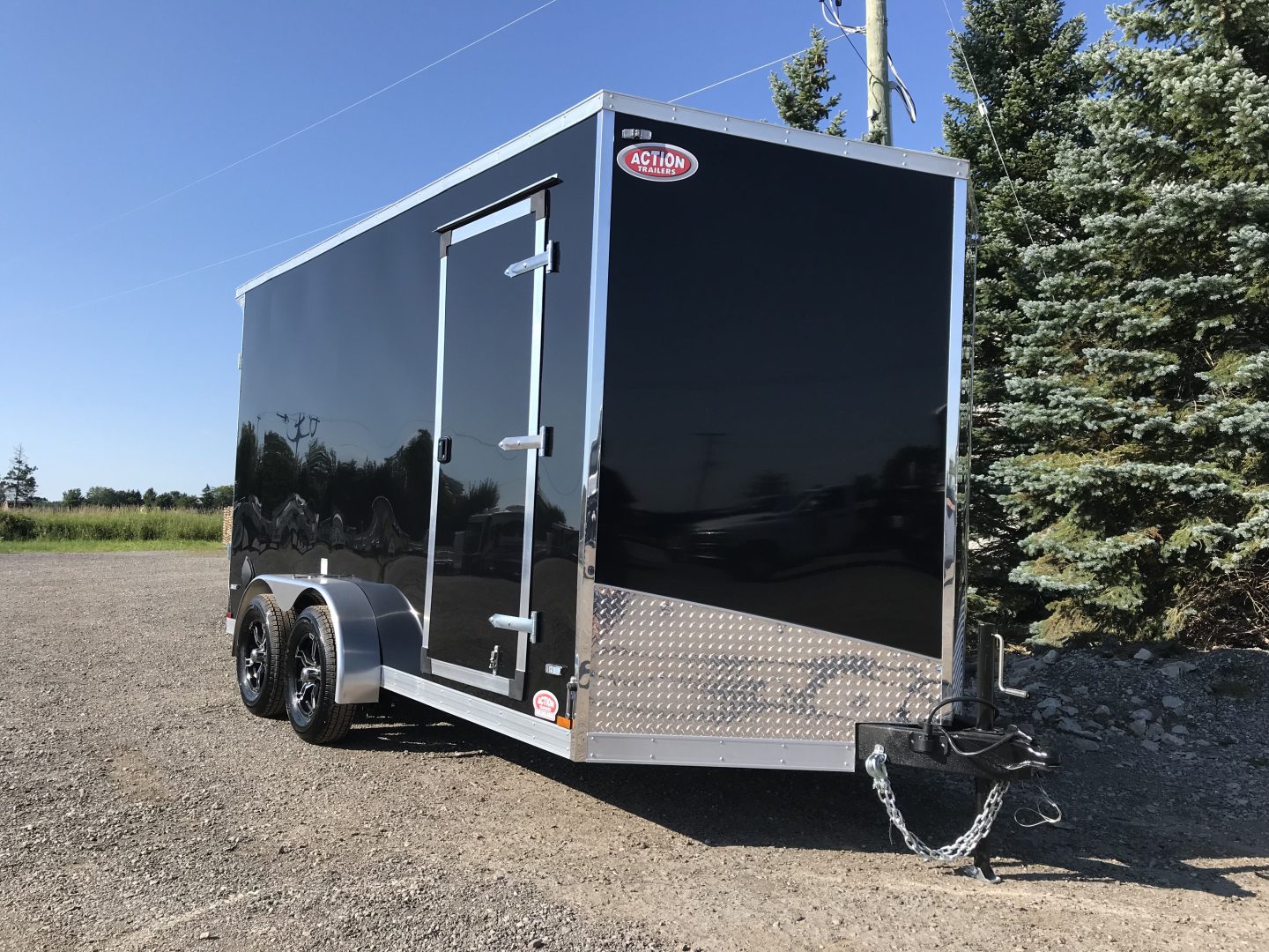 2024 IRON 7 X 14 V NOSE CARGO TRAILER WITH REAR RAMP DOOR SIDE ACCESS   63 1 1 